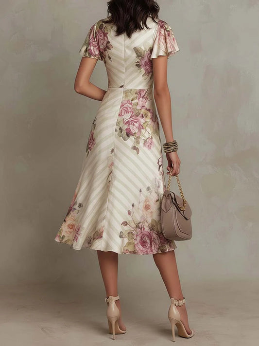 Andrea | Vestido midi floral satinado elegante