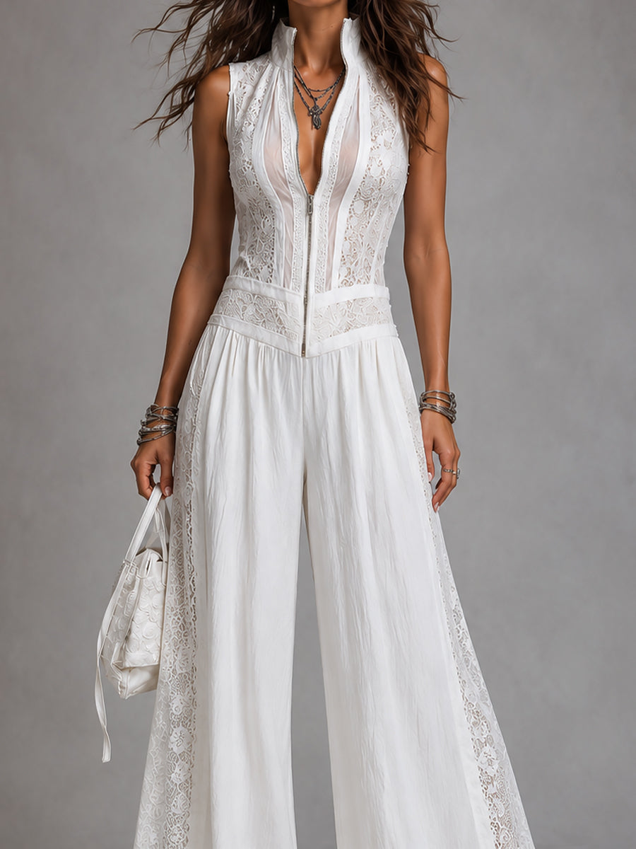 Sofía | Mono Retro de Tencel de Pierna Ancha