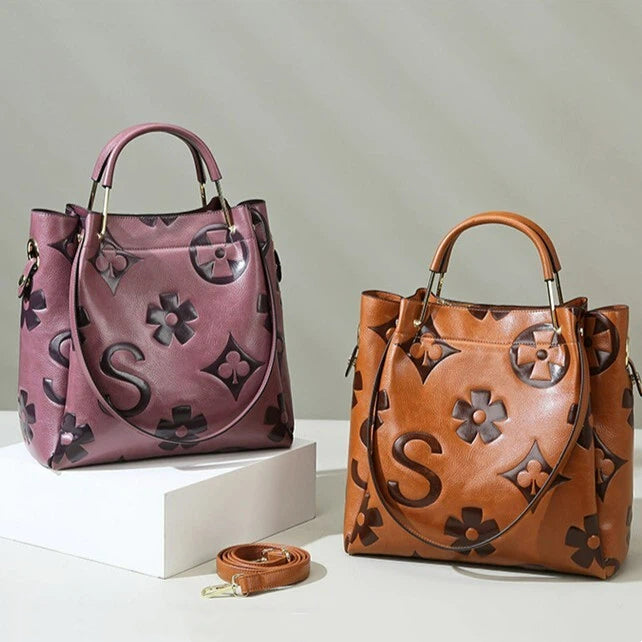 Lucia | Bolso Bucket Vintage Texturizado con Neceser Extraíble