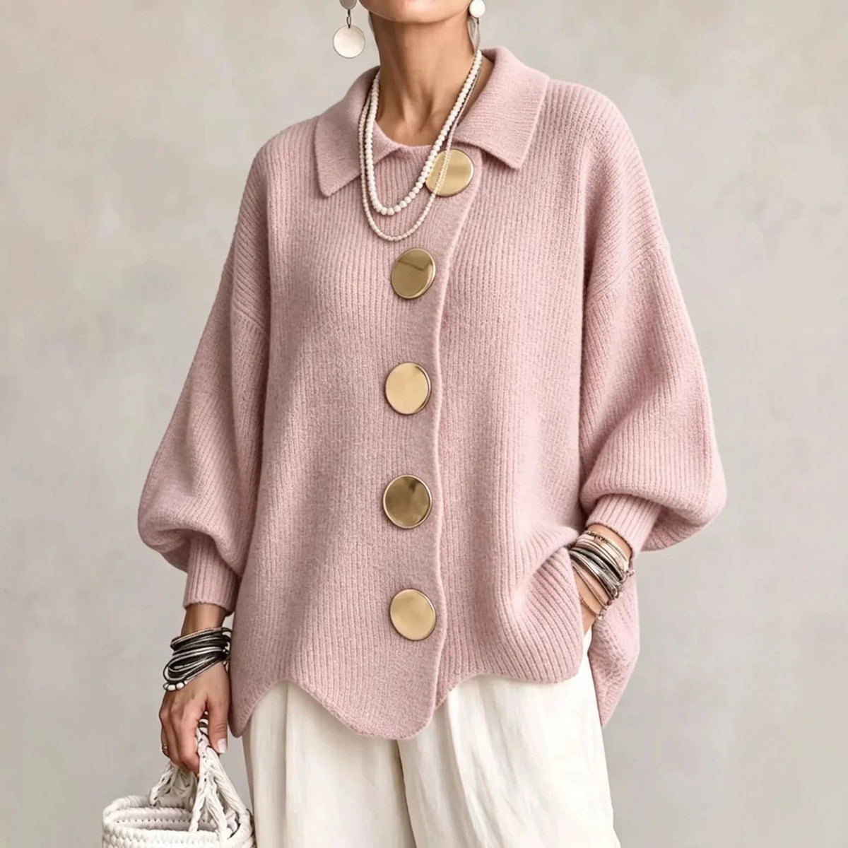 Karina | Cárdigan Oversize con Cuello y Botones