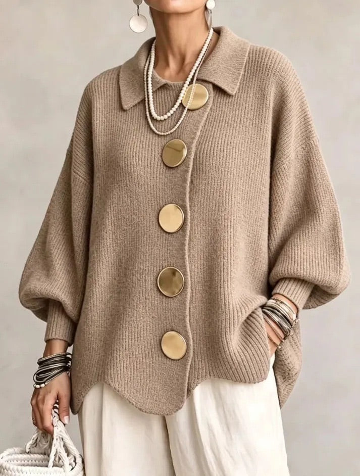 Karina | Cárdigan Oversize con Cuello y Botones