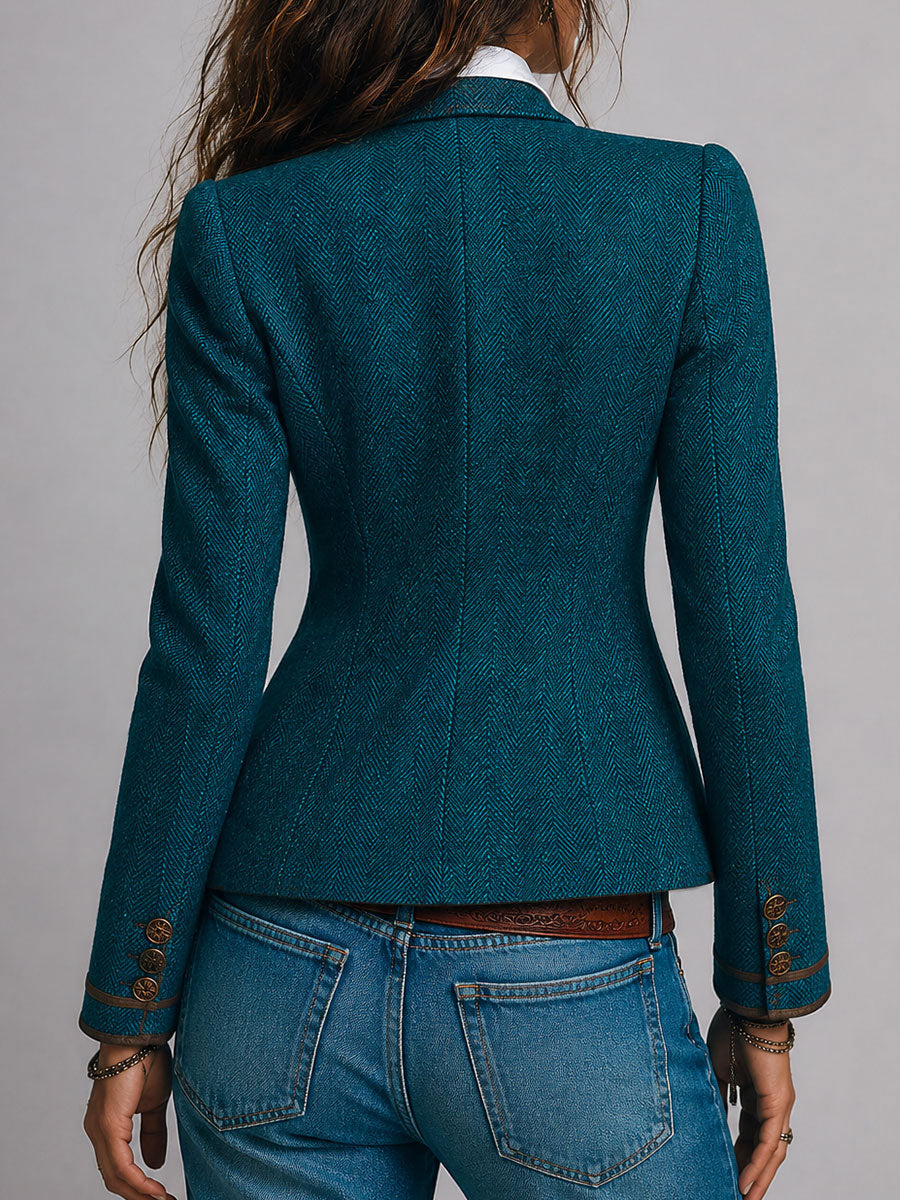 Luisa | Chaqueta Entallada de Espiga con Acabados en Contraste