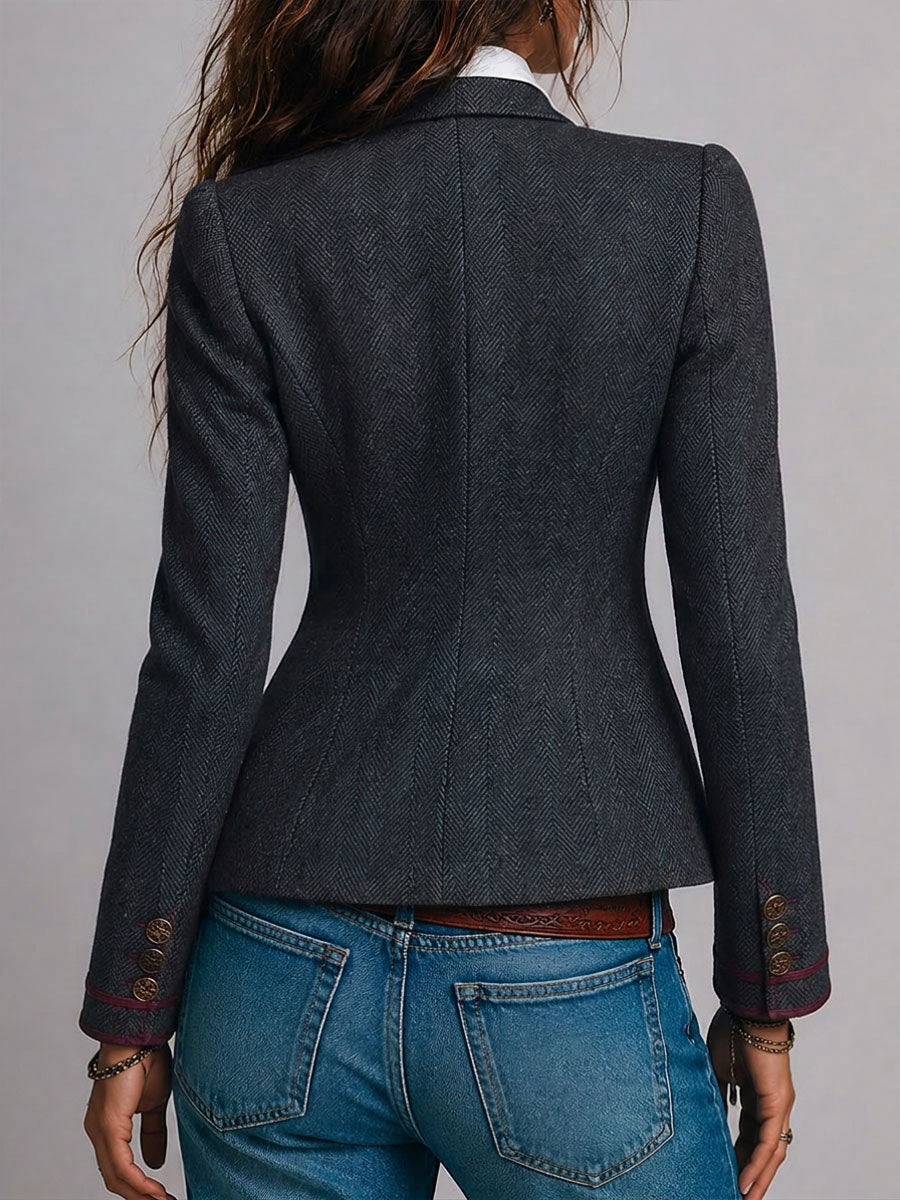 Luisa | Chaqueta Entallada de Espiga con Acabados en Contraste
