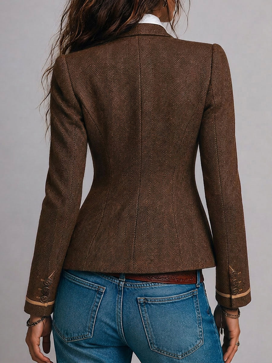 Luisa | Chaqueta Entallada de Espiga con Acabados en Contraste