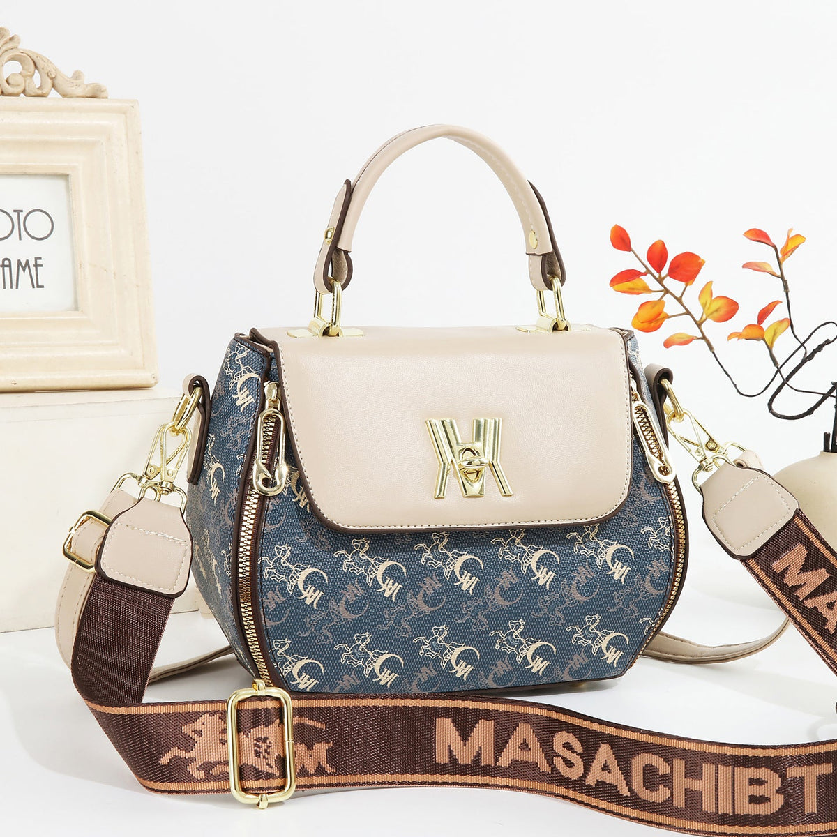 Claudia | Bolso Clásico Estampado Convertible de Hombro y Bandolera