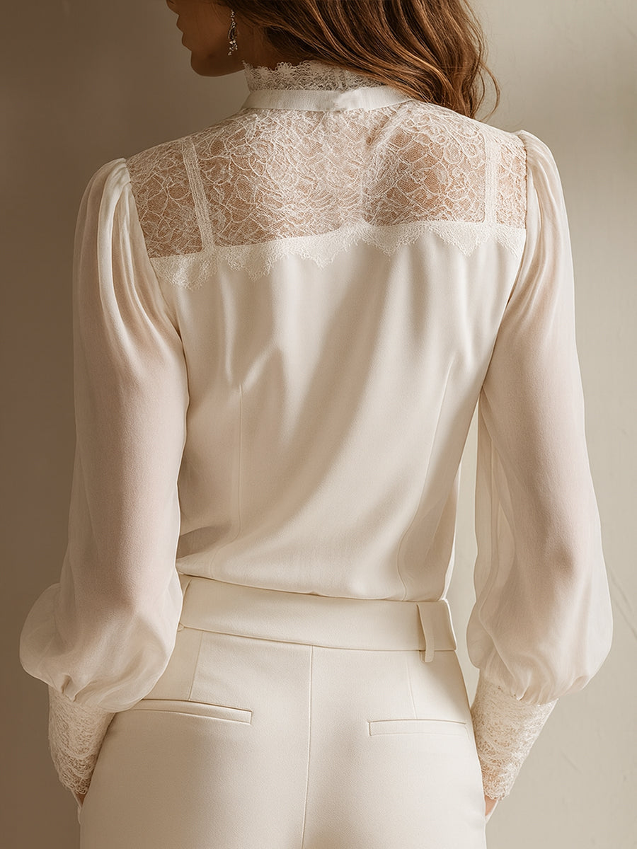 Mia | Blusa elegante de gasa con encaje