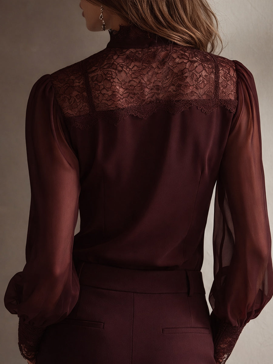 Mia | Blusa elegante de gasa con encaje