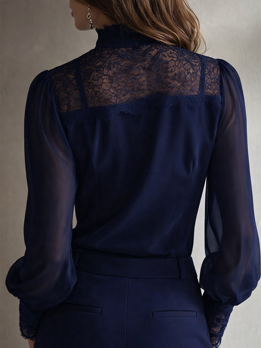 Mia | Blusa elegante de gasa con encaje