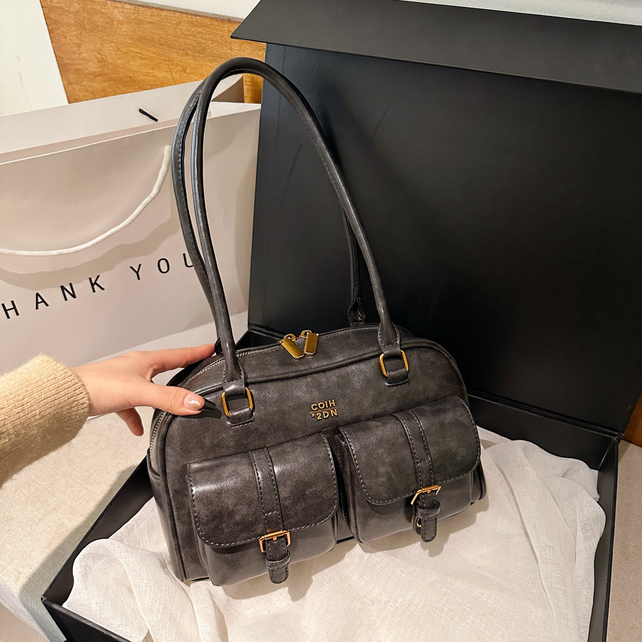 Martina | Bolso Tote Vintage Boston Acolchado – Hombro y Mano
