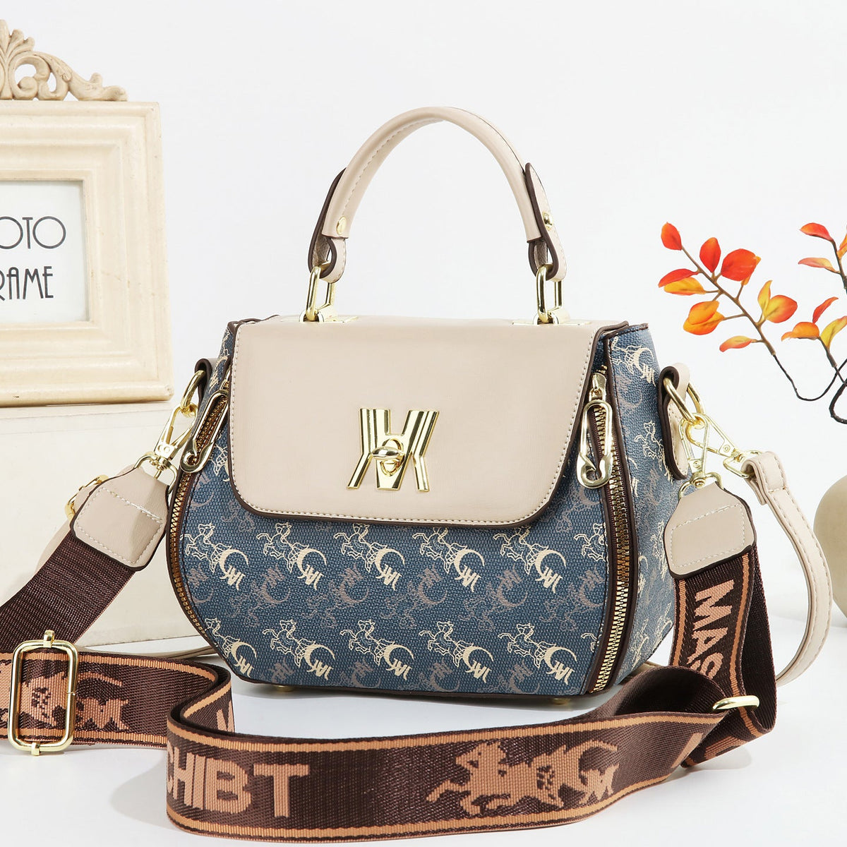Claudia | Bolso Clásico Estampado Convertible de Hombro y Bandolera
