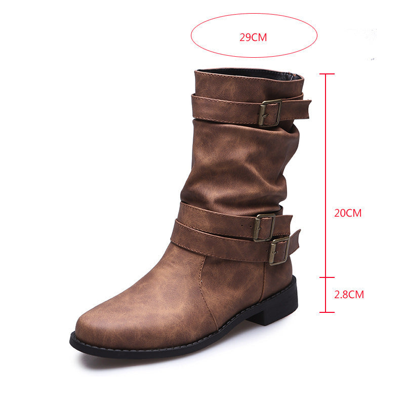 Laia | Botas de Hebillas con Acabado Vintage