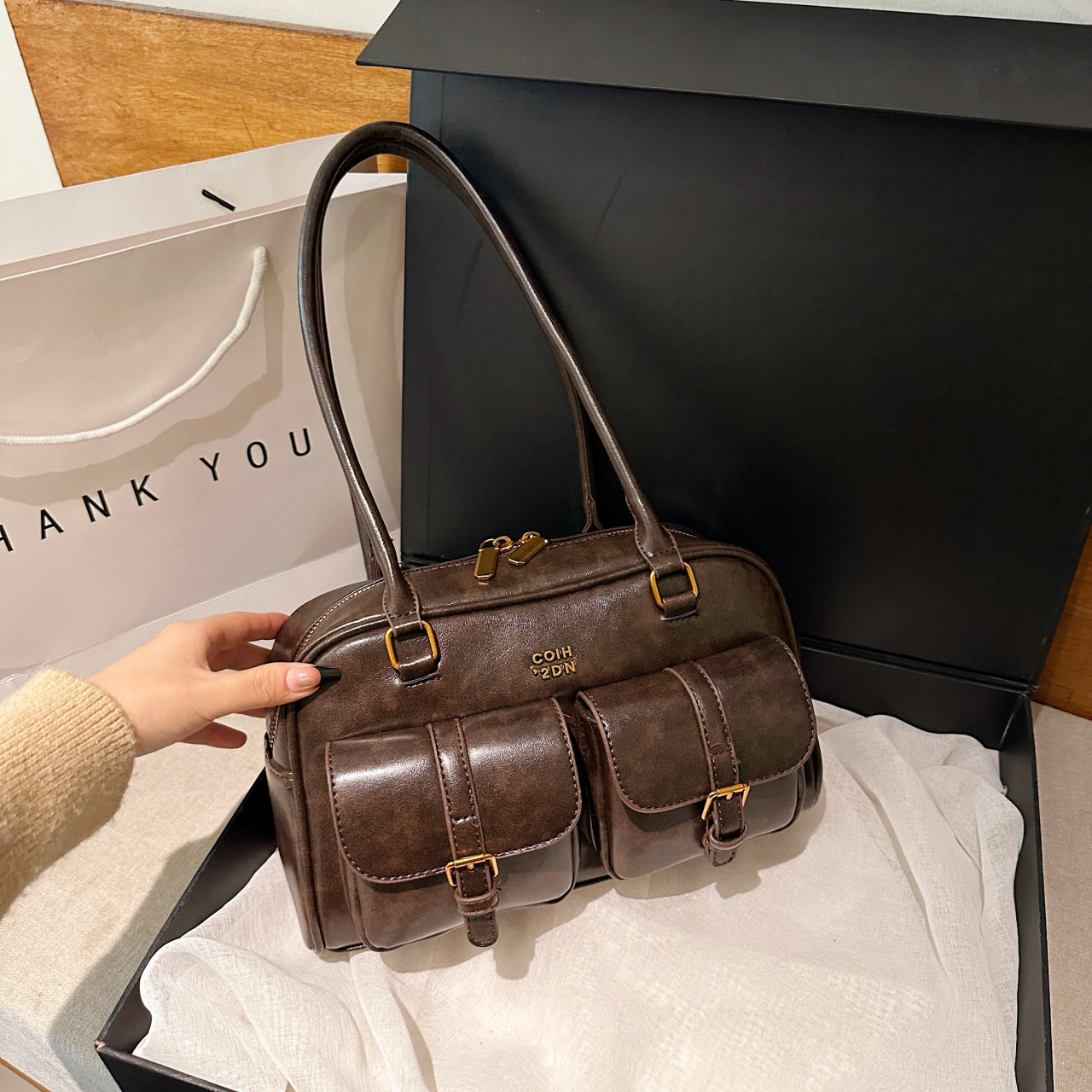 Martina | Bolso Tote Vintage Boston Acolchado – Hombro y Mano