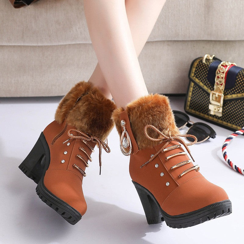 Nuria | Botas Elegantes con Puño de Punto y Detalles de Pedrería