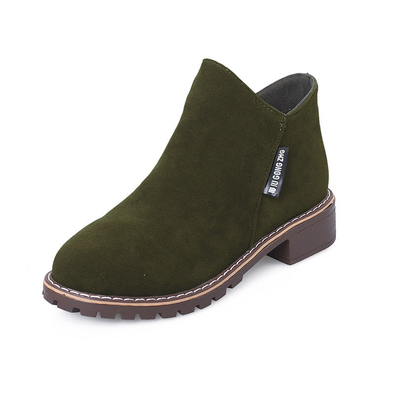 Raquel | Botines de Ante con Cremallera Lateral y Tacón Bajo