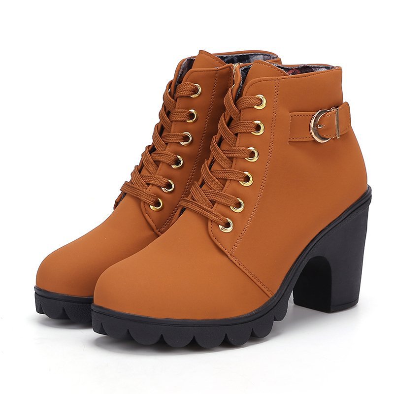 Botines de Tacón con Hebillas y Cremallera Lateral