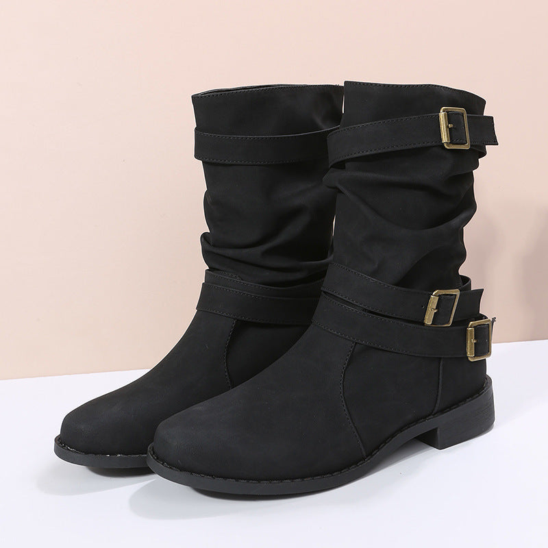 Laia | Botas de Hebillas con Acabado Vintage