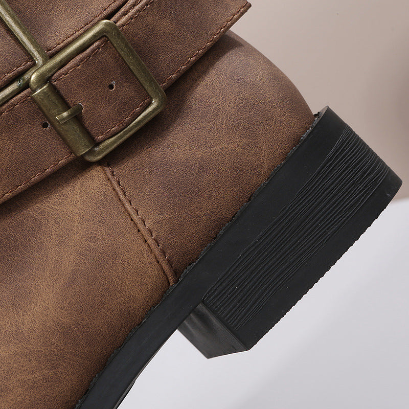Laia | Botas de Hebillas con Acabado Vintage