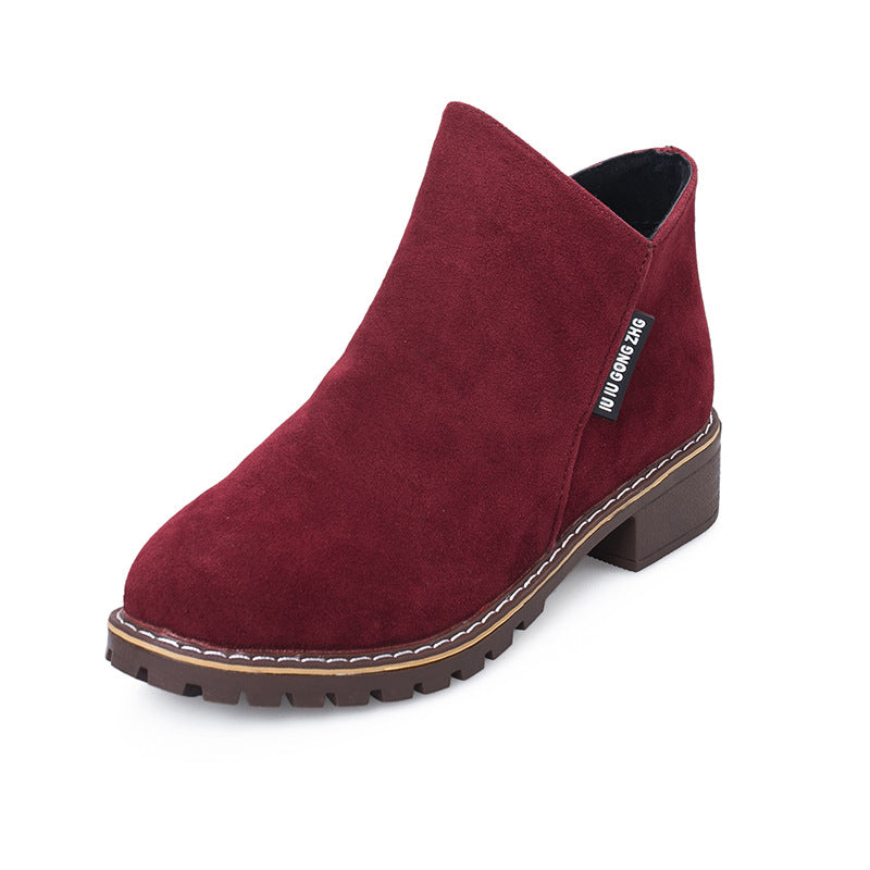 Raquel | Botines de Ante con Cremallera Lateral y Tacón Bajo