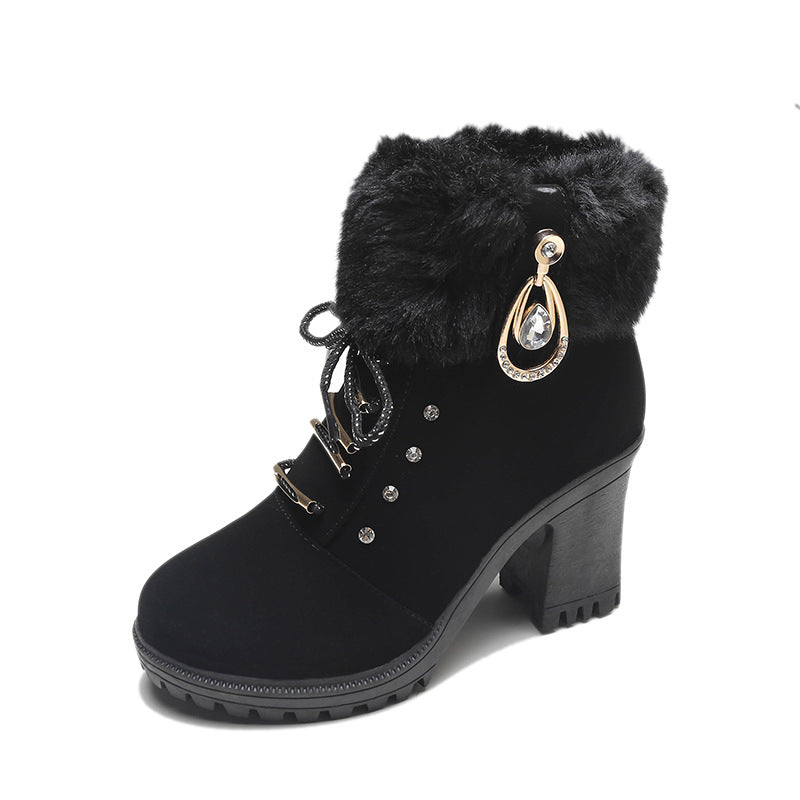 Nuria | Botas Elegantes con Puño de Punto y Detalles de Pedrería
