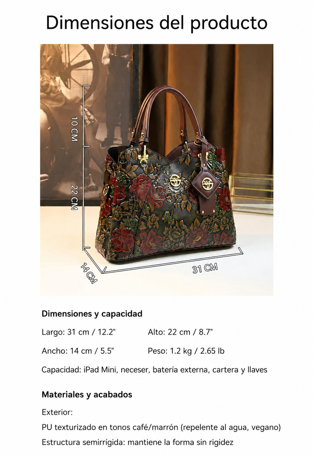 Elena | Bolso Tote Vintage XL Elegante y Espacioso