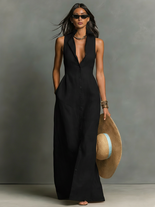 Alba | Vestido camisero de lino fluido