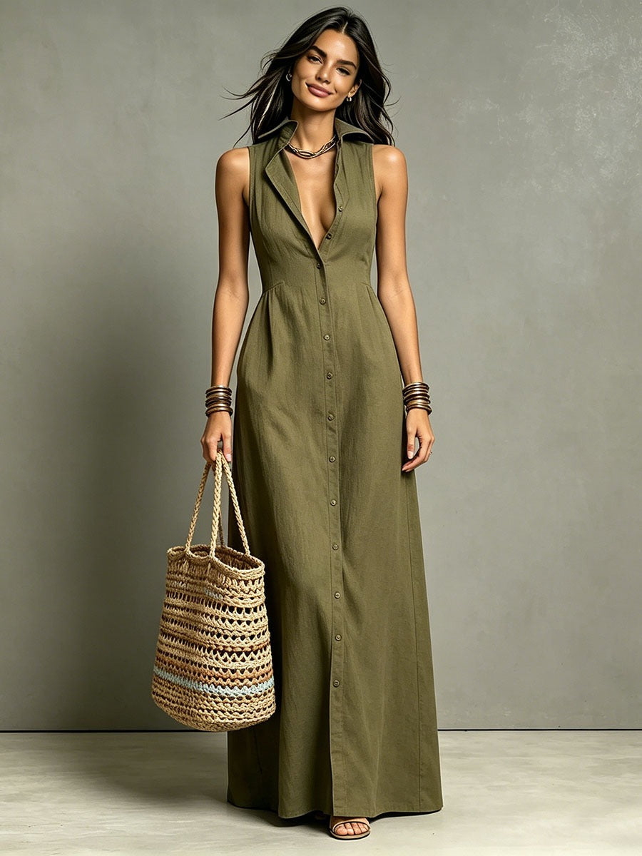 Alba | Vestido camisero de lino fluido