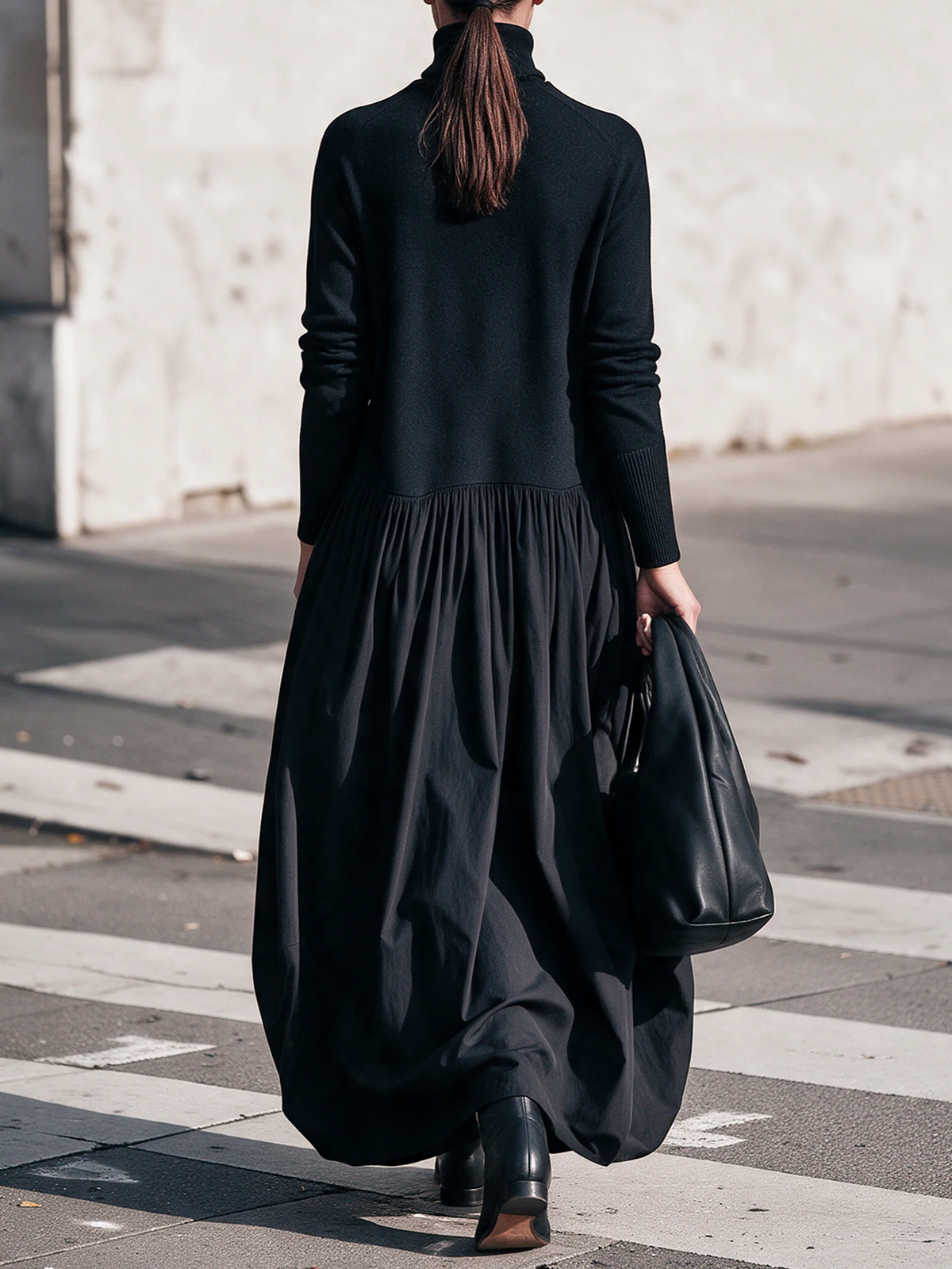 Begoña | Vestido Largo de Cuello Alto y Corte Amplio