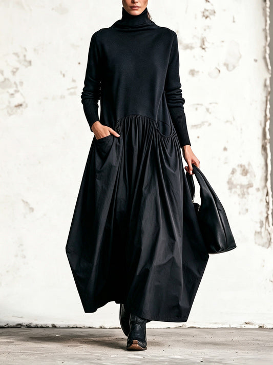 Begoña | Vestido Largo de Cuello Alto y Corte Amplio