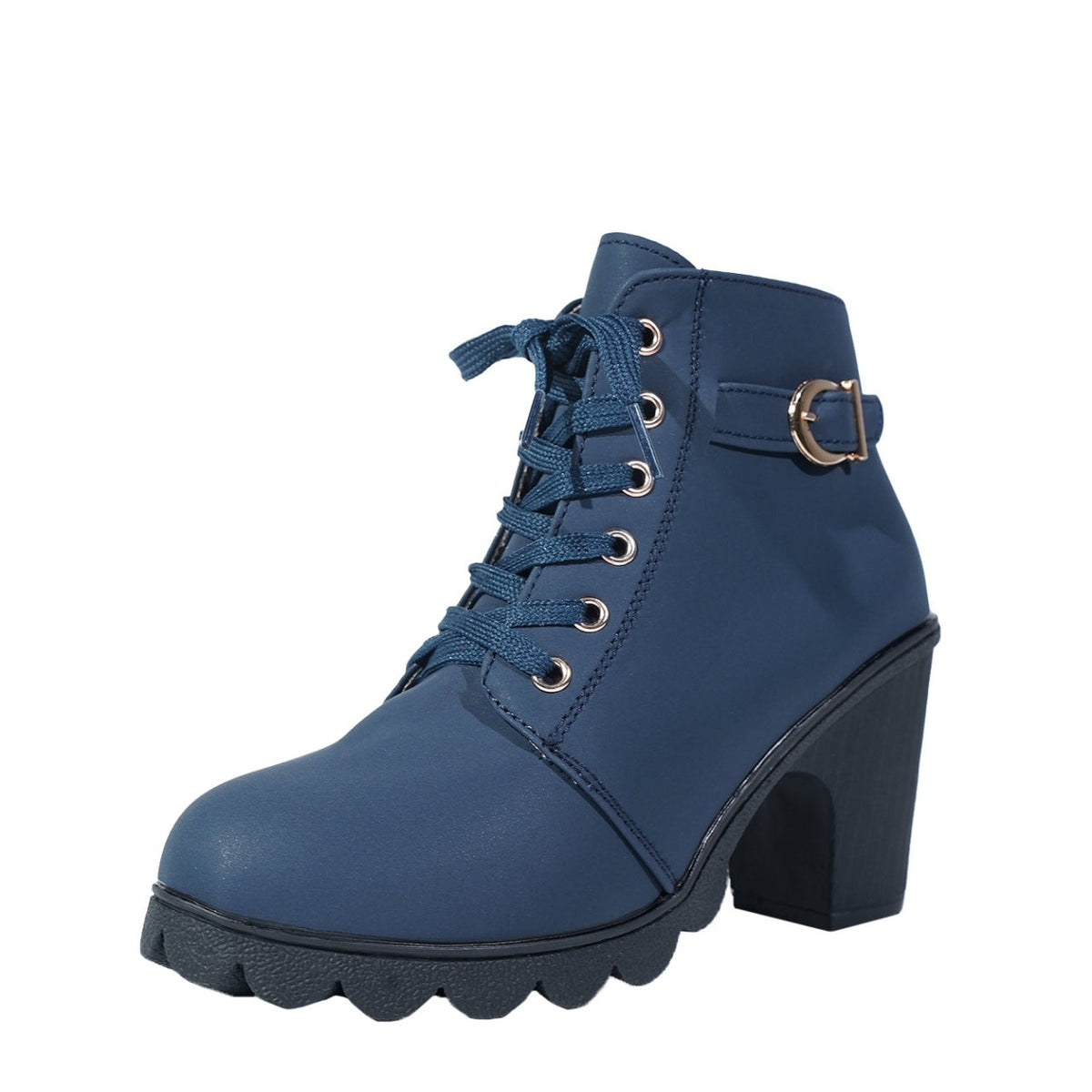 Botines de Tacón con Hebillas y Cremallera Lateral
