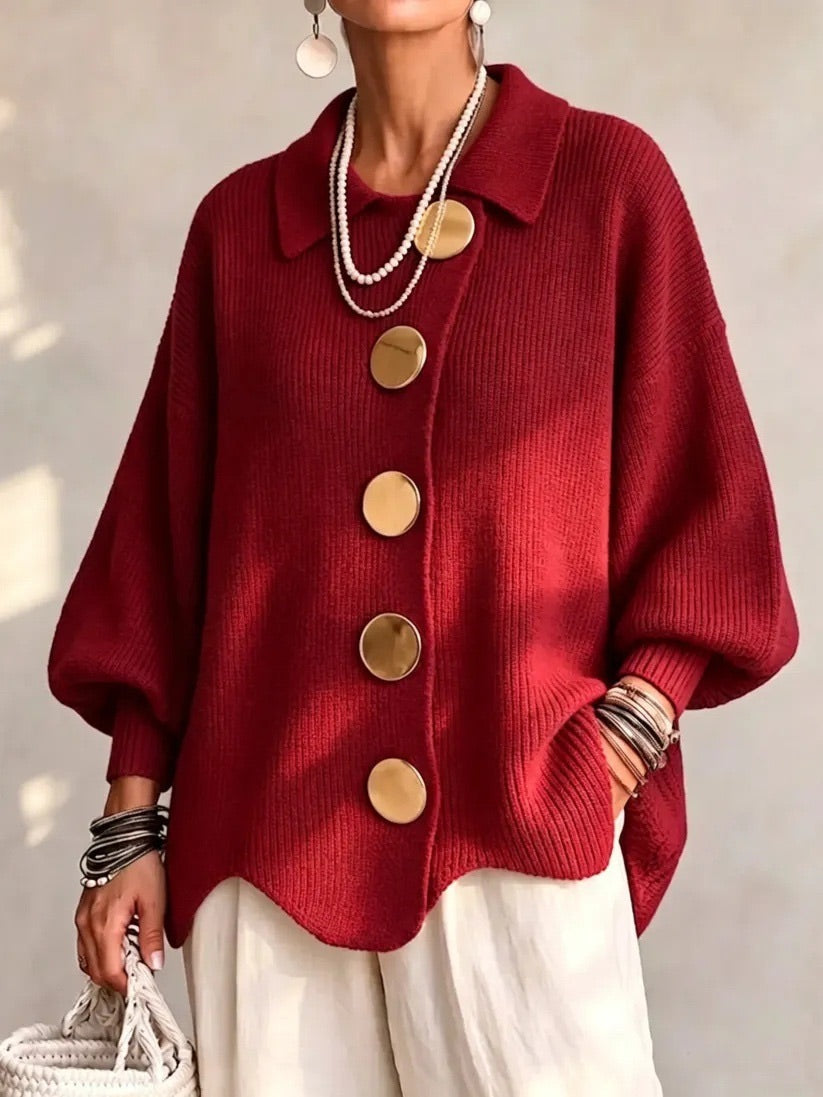 Karina | Cárdigan Oversize con Cuello y Botones
