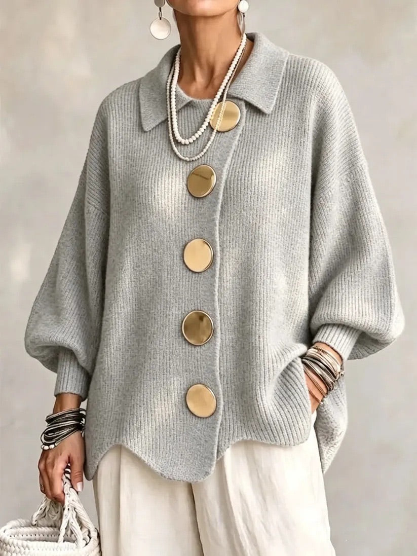 Karina | Cárdigan Oversize con Cuello y Botones