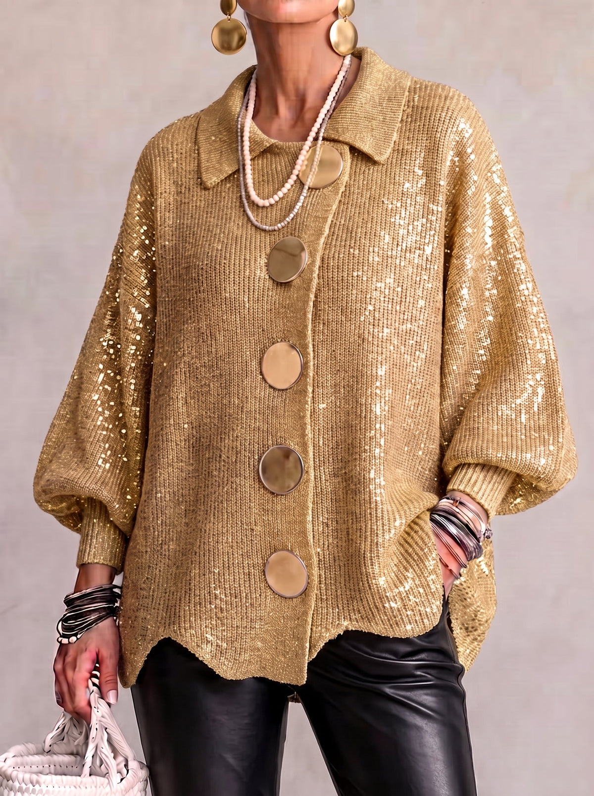 Karina | Cárdigan Oversize con Cuello y Botones
